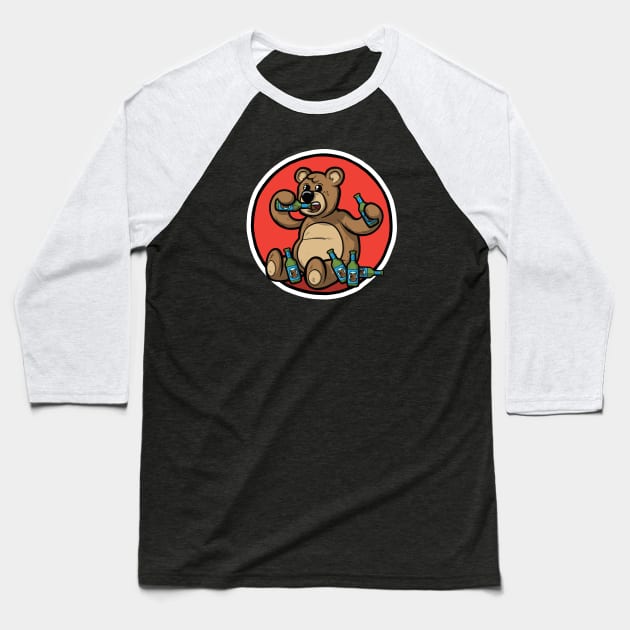 Beer Bottle Bear Baseball T-Shirt by Baddest Shirt Co.